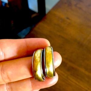 Beautiful silver and brushed brass looking earrings